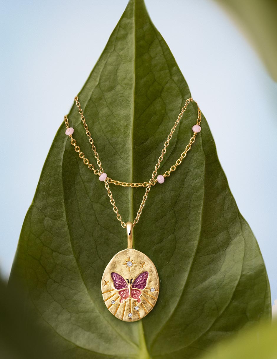 Collar de mariposa The Garden de baño de oro 18 K 7
