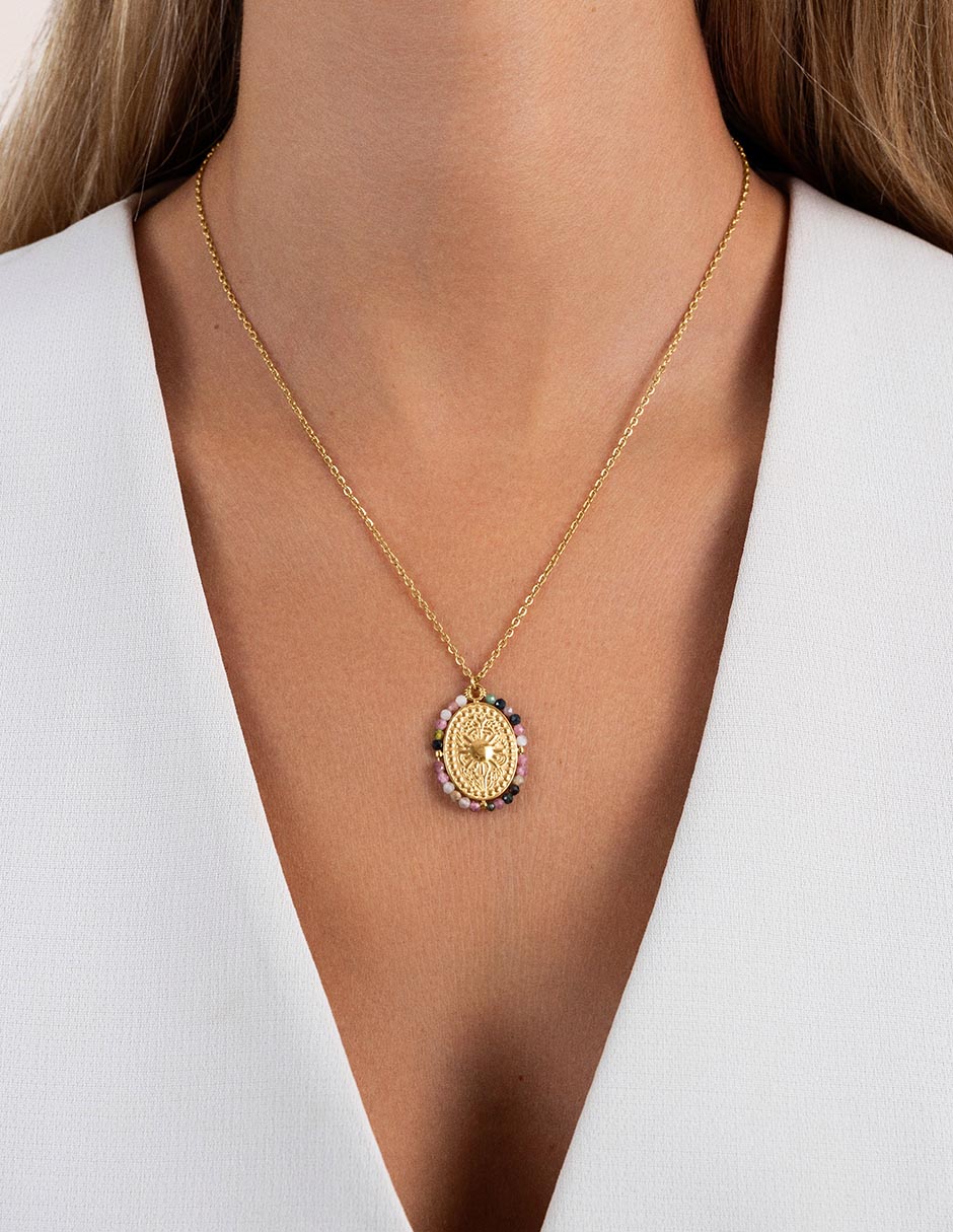 Collar Medallion de baño de oro 18 K 2