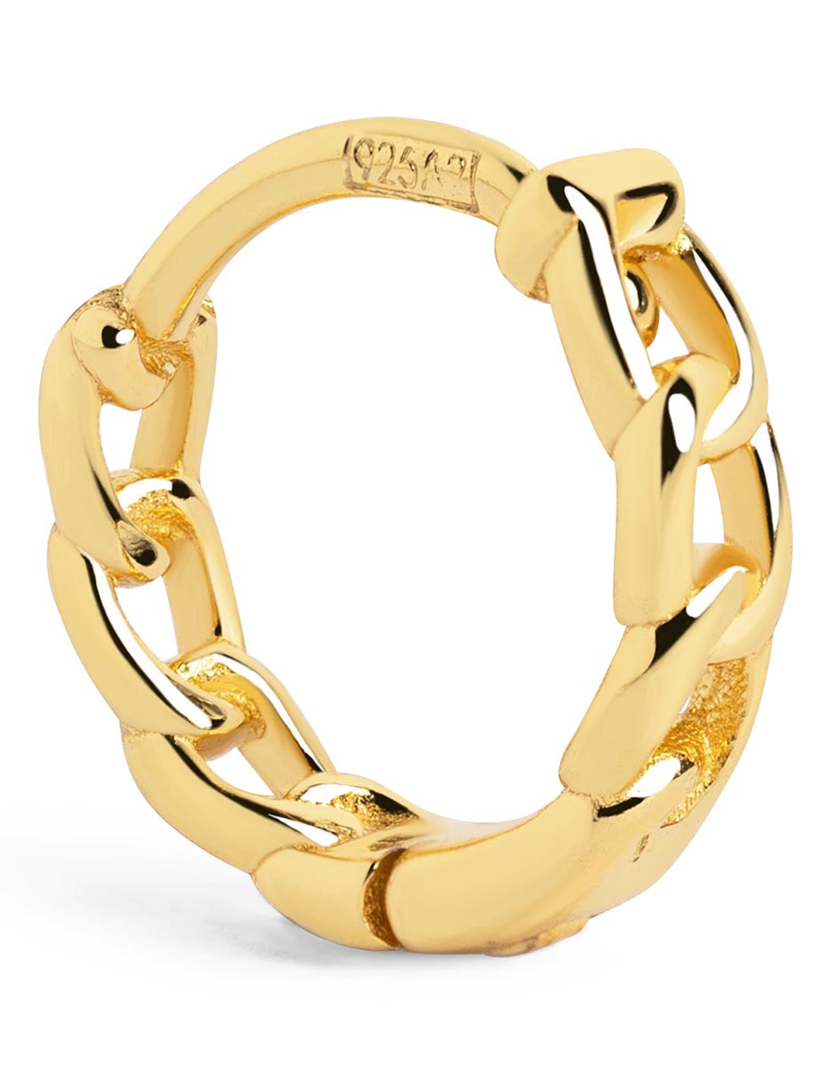 Aros redondos Chain de plata 18 K con acabado baño de oro