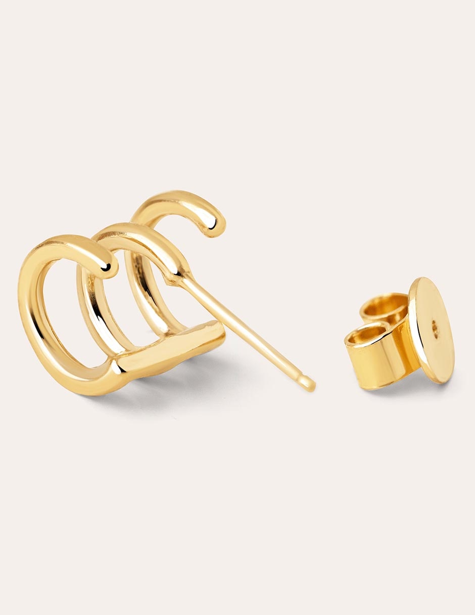 Ear cuff Aro Trio de plata 18 k con acabado baño de oro 2