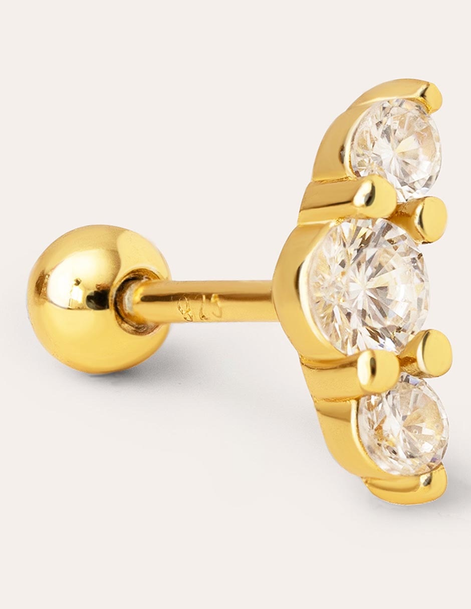 Ear cuff Spark de plata 18 k con acabado baño de oro circonita 7