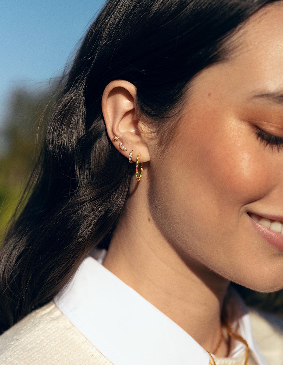 Ear cuff Spark de plata 18 k con acabado baño de oro circonita 6