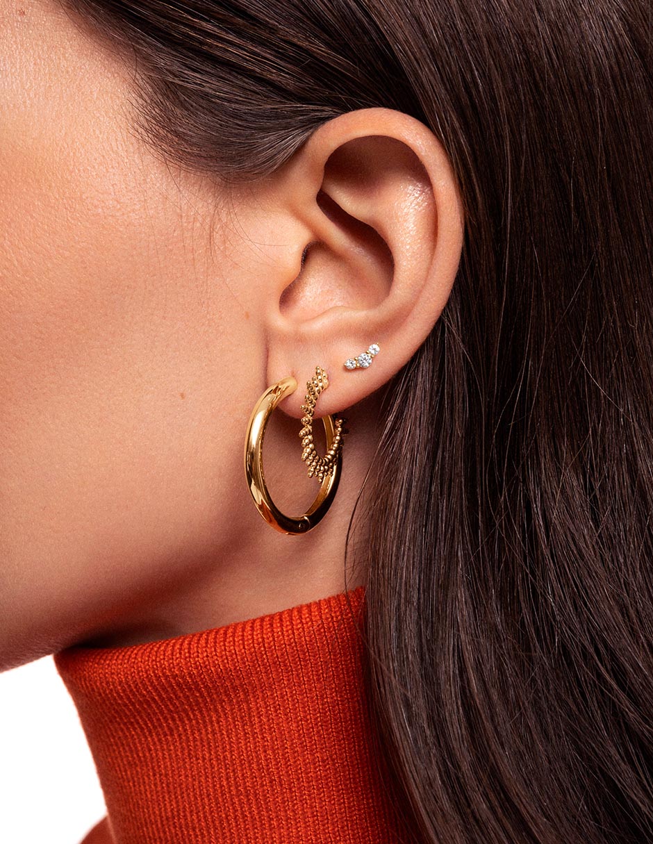 Ear cuff Spark de plata 18 k con acabado baño de oro circonita 3