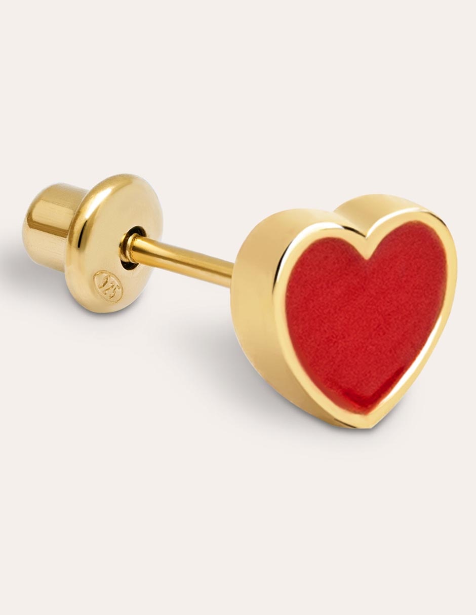 Broqueles de corazón Heart Red de plata P 925 con acabado baño de oro 2