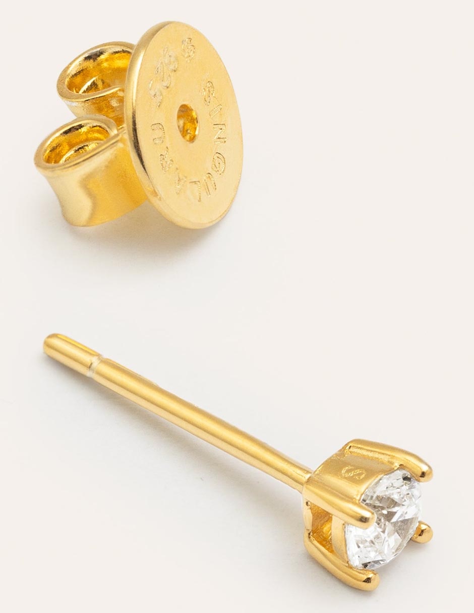 Piercing redondo de plata P 925 con acabado baño de oro circonita 2