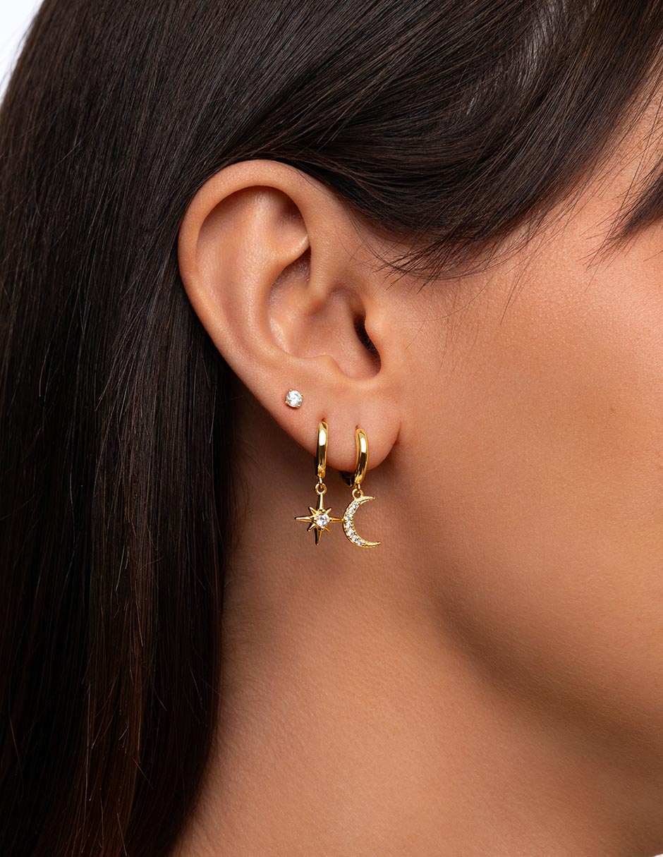 Piercing redondo de plata P 925 con acabado baño de oro circonita 3