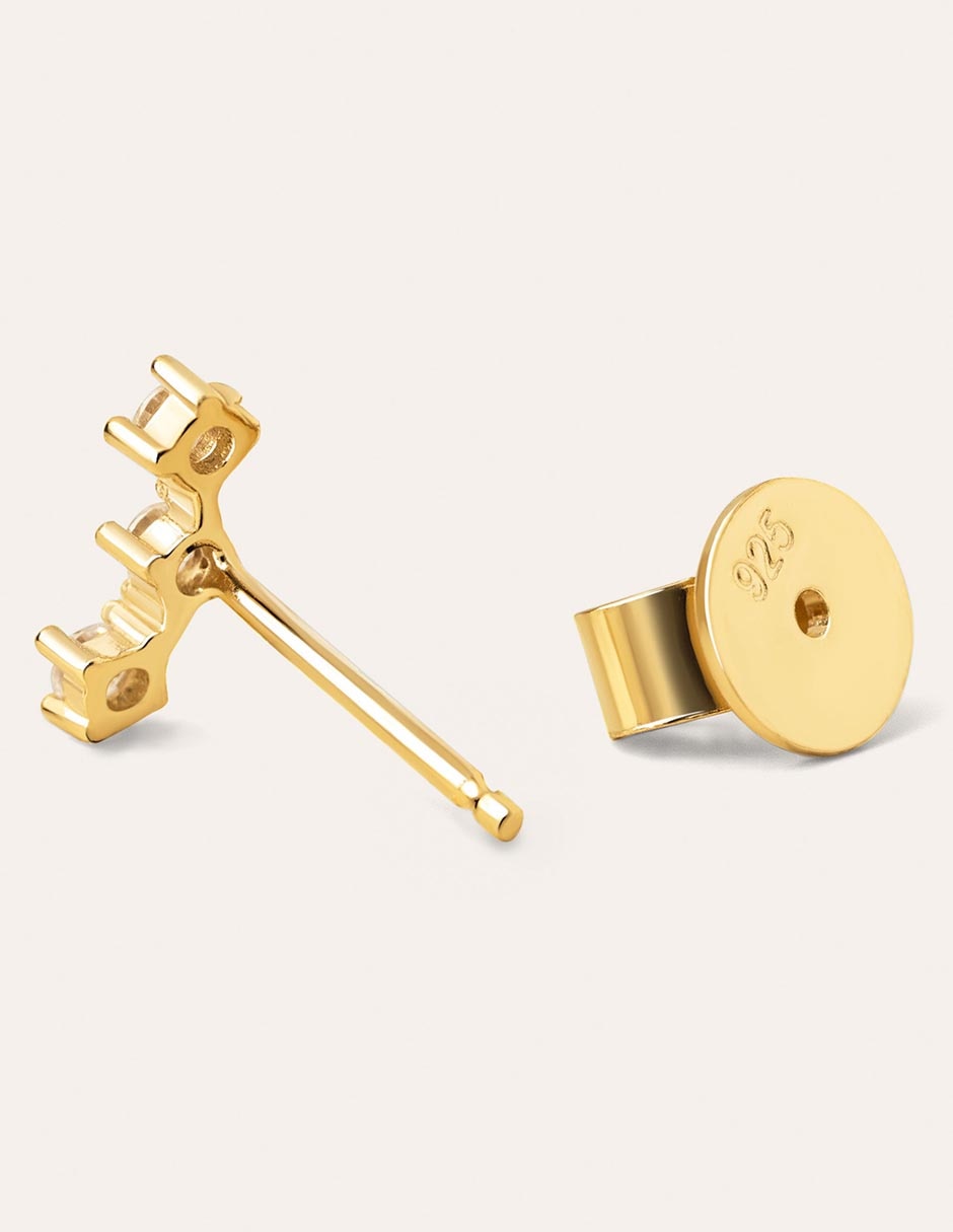 Ear cuff Spark de plata 18 k con acabado baño de oro circonita 2