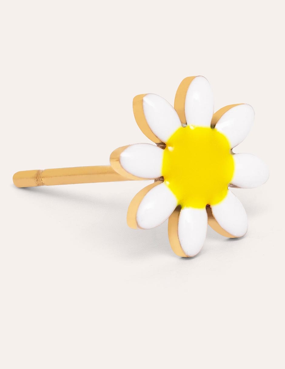 Arete corto de flor Bloom con acabado baño de oro18 K 2