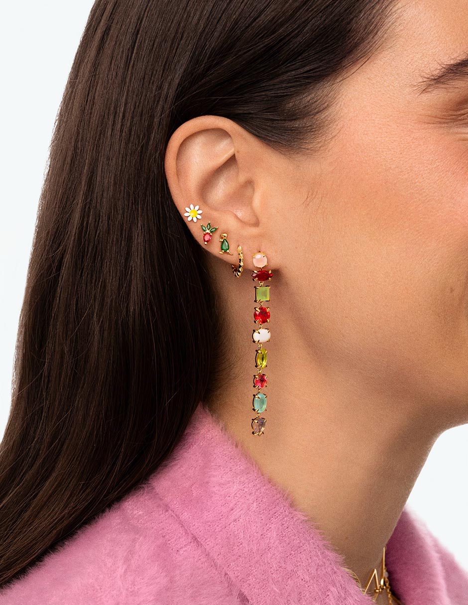 Arete corto de flor Bloom con acabado baño de oro18 K 4