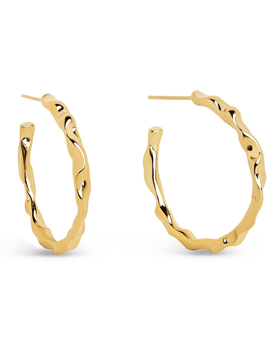 Aretes de aro redondos Lake baño de oro 18 k 1