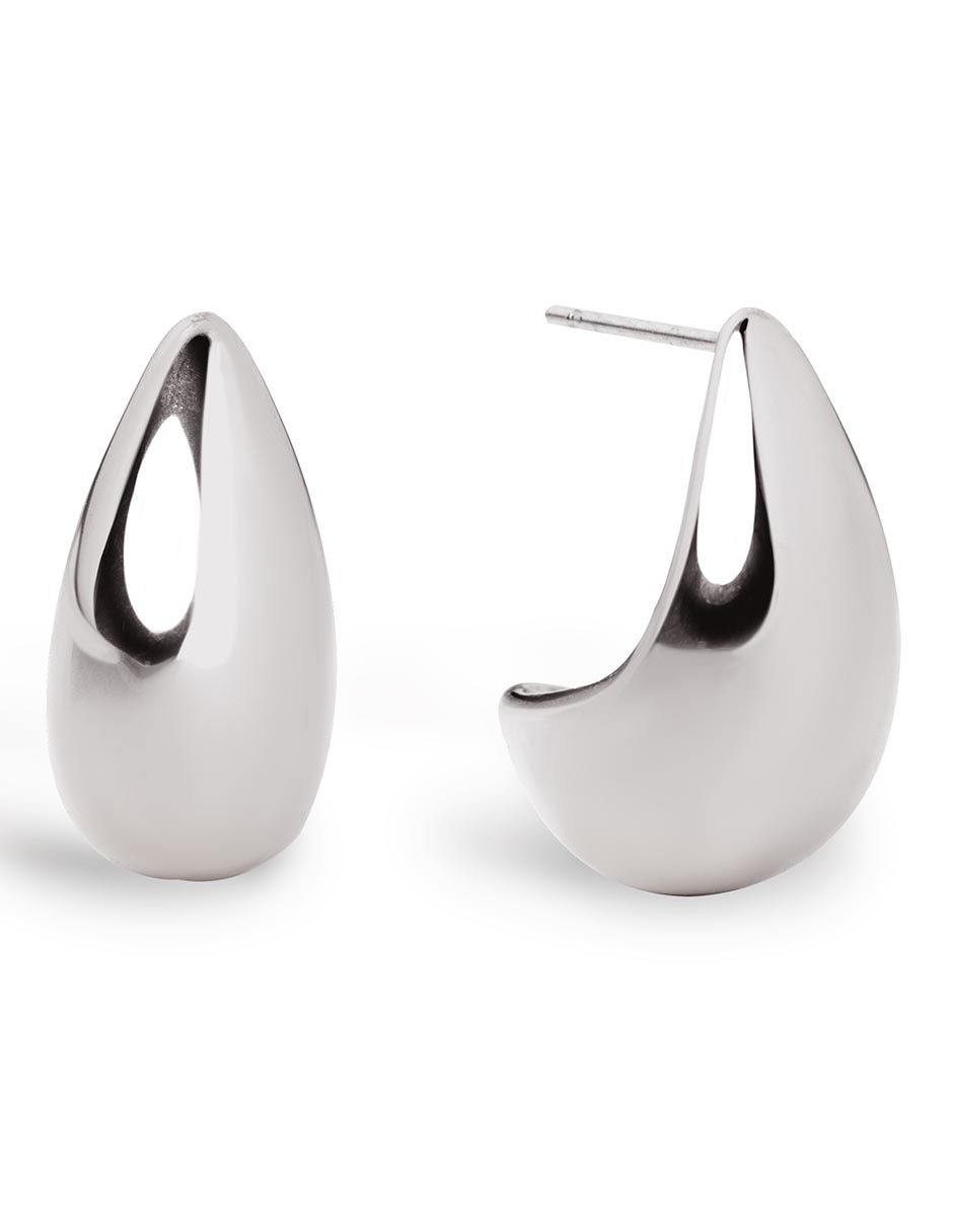 Aretes cortos de gota con acabado pulido 1