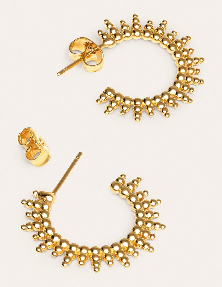 Aretes de aro con acabado Baño de oro 18 K 2