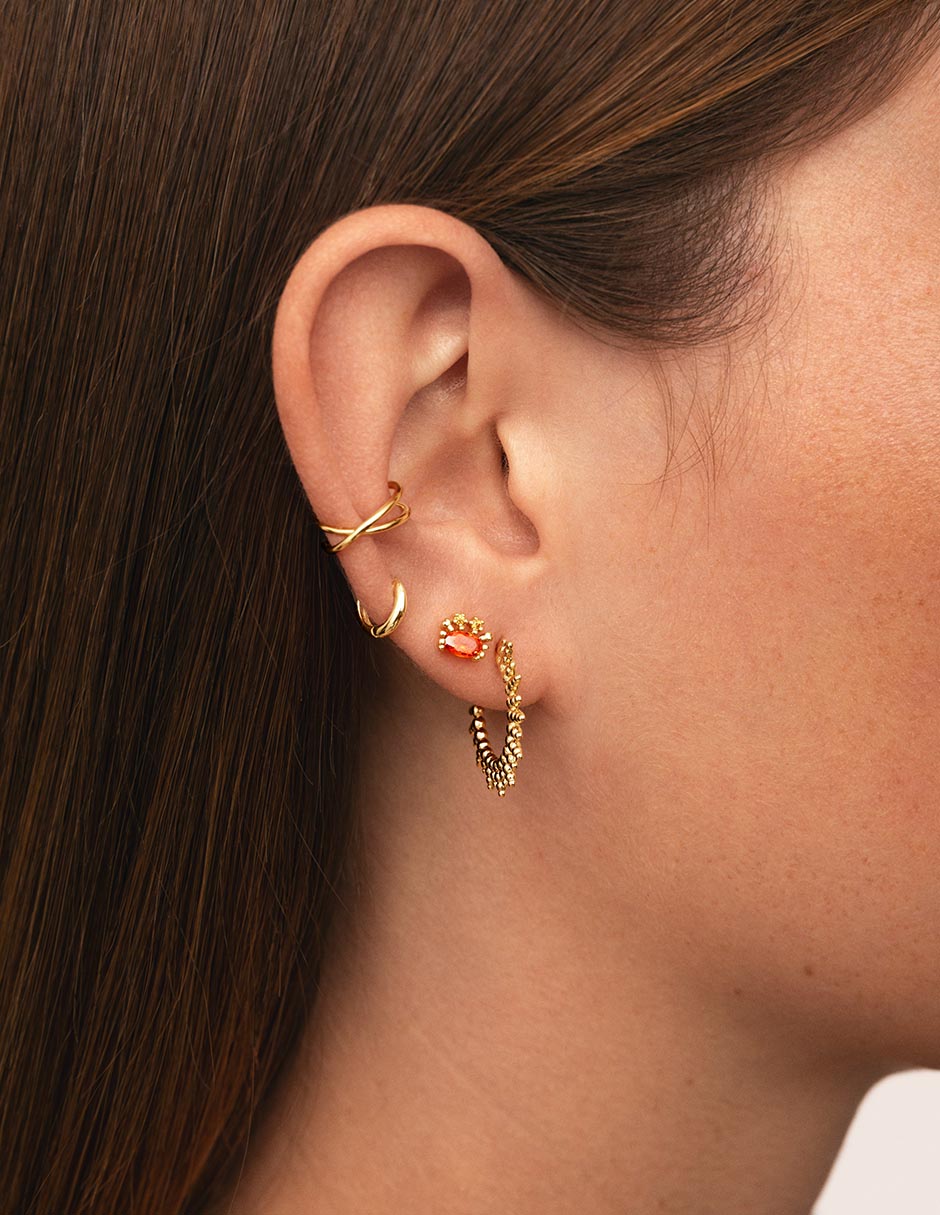 Aretes de aro con acabado Baño de oro 18 K 4