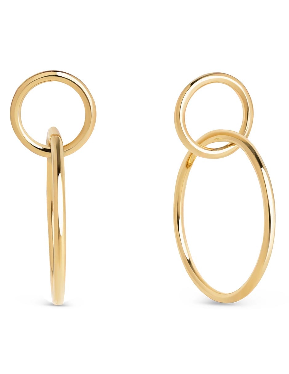 Aretes largos Sister con acabado baño de oro 18 K