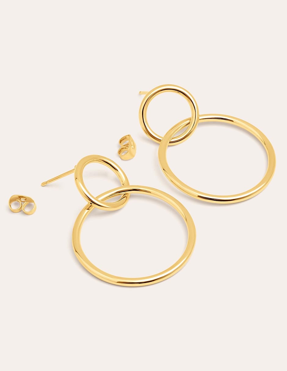 Aretes largos Sister con acabado baño de oro 18 K 2
