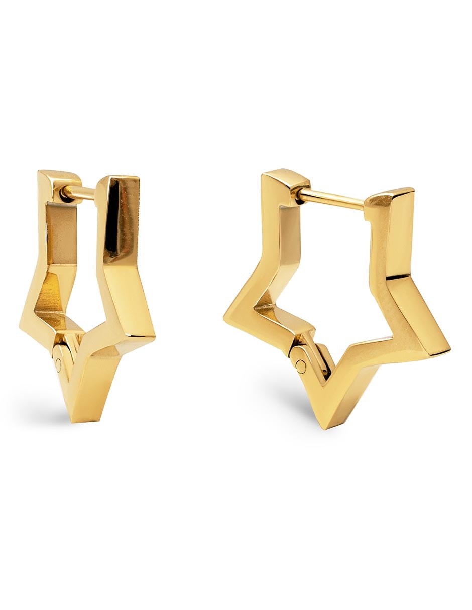 Aretes cortos de estrella Superstar 18 k con acabado baño de oro 1