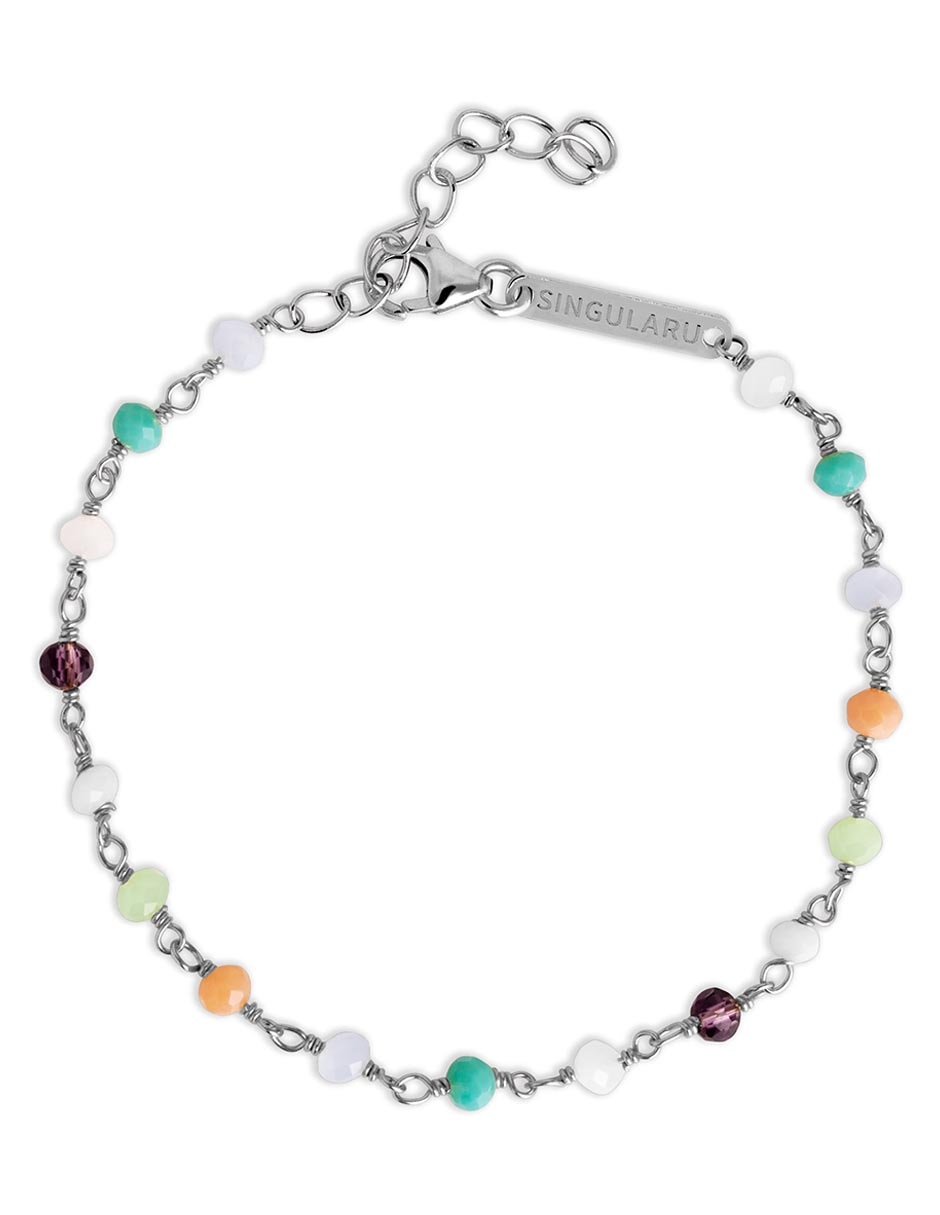 Pulsera de plata Crystals Colors con acabado baño rodio