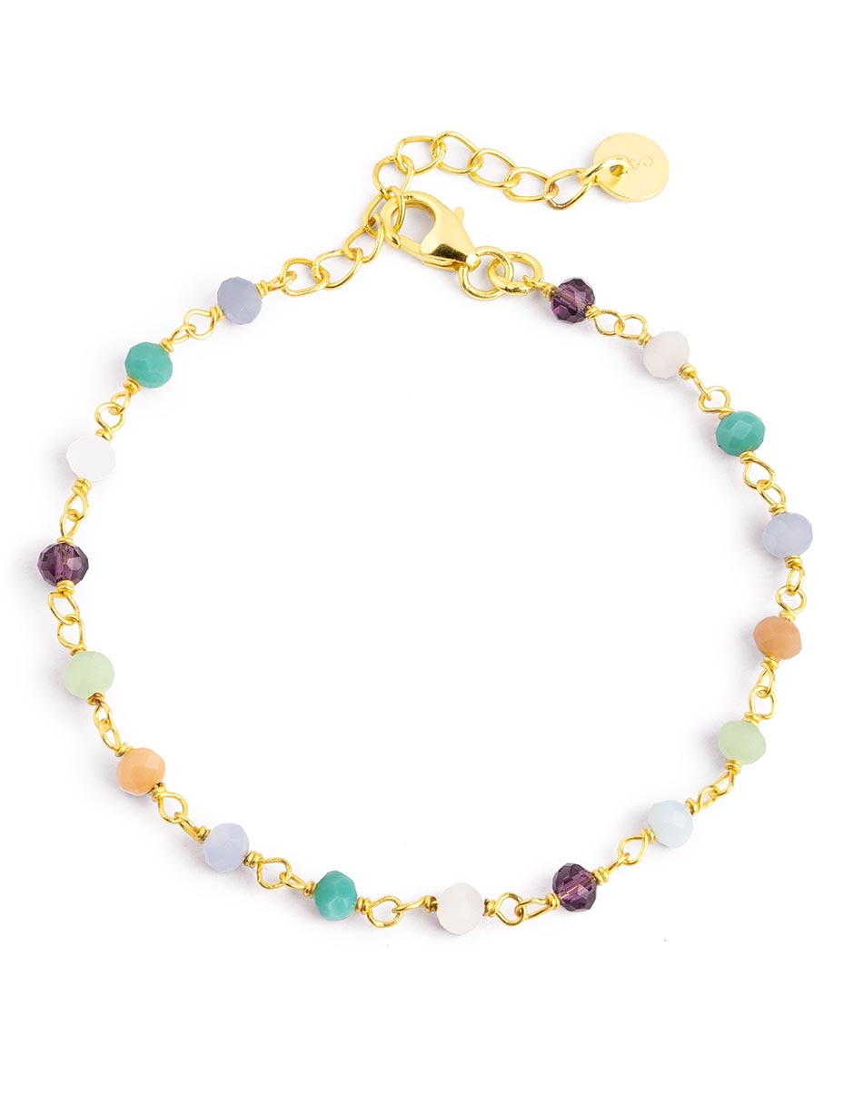 Pulsera de plata 18 k Crystals Colors con acabado baño de oro
