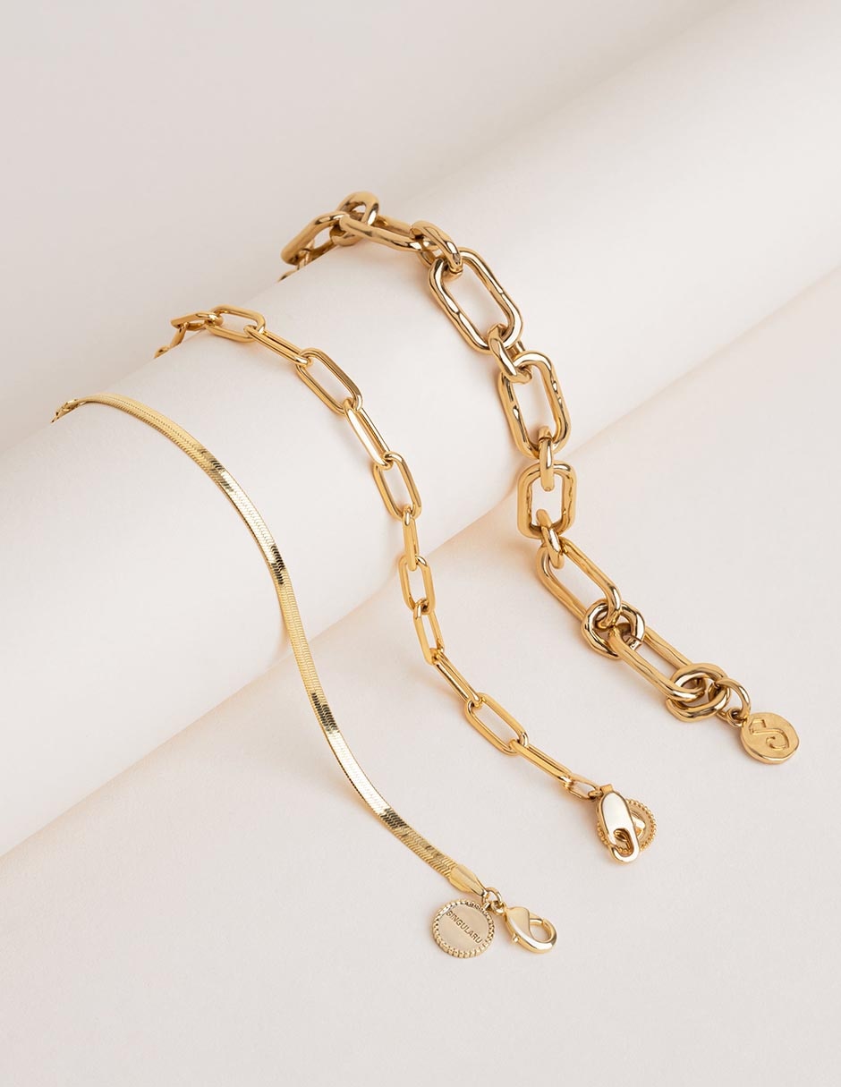 Pulsera baño de oro 18 k Link 7