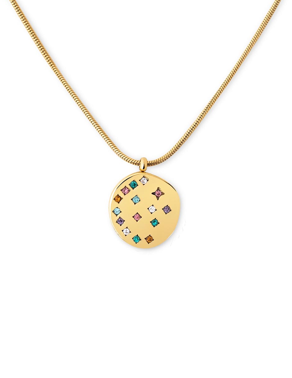 Collar con dije Bling Rainbow de baño de oro 18 K