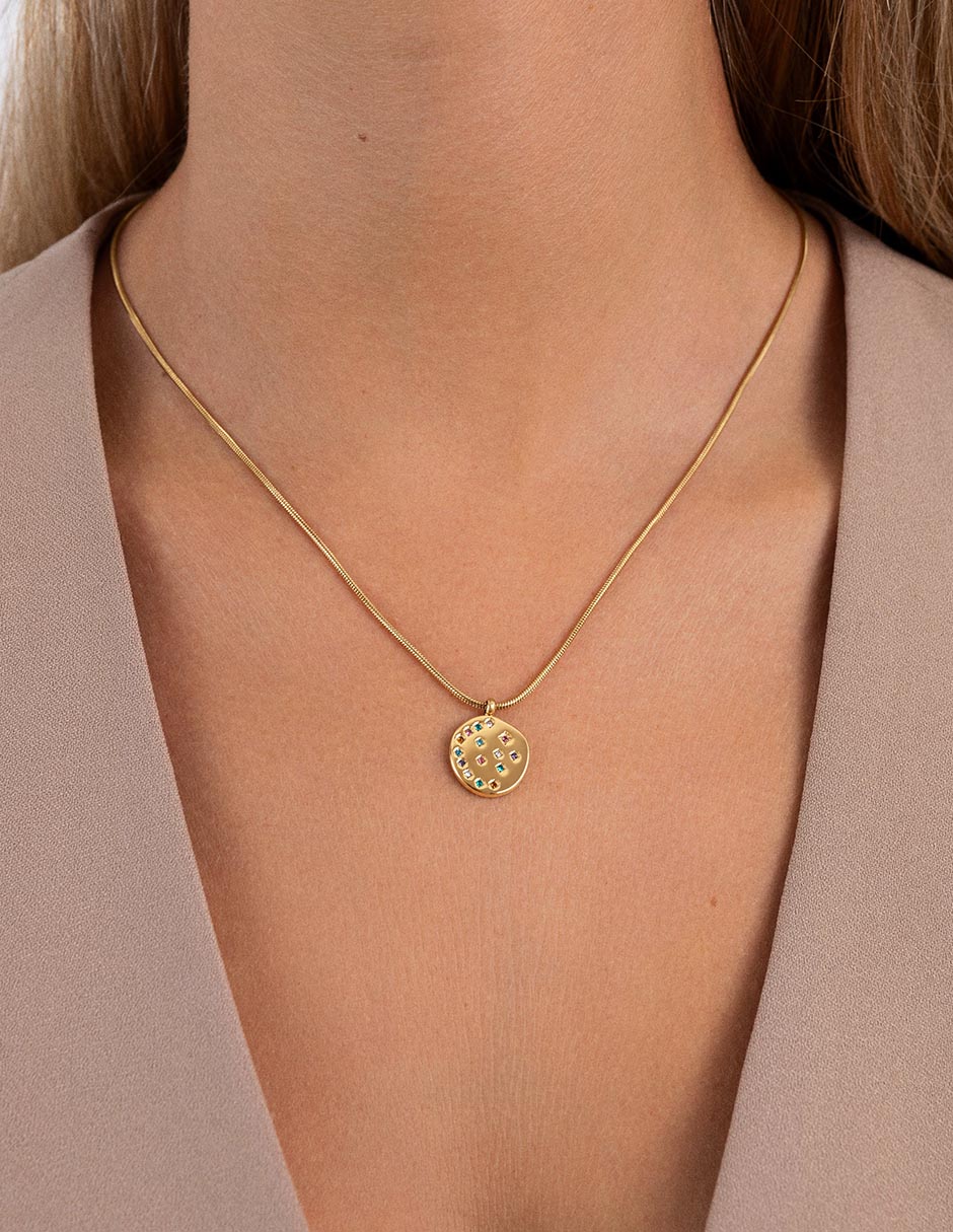 Collar con dije Bling Rainbow de baño de oro 18 K 2