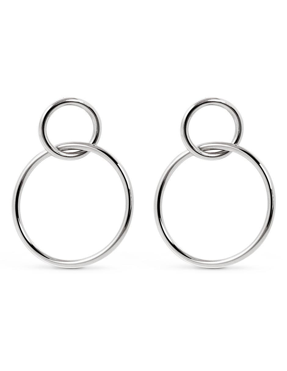 Aretes circulares Sister con acabado rodio