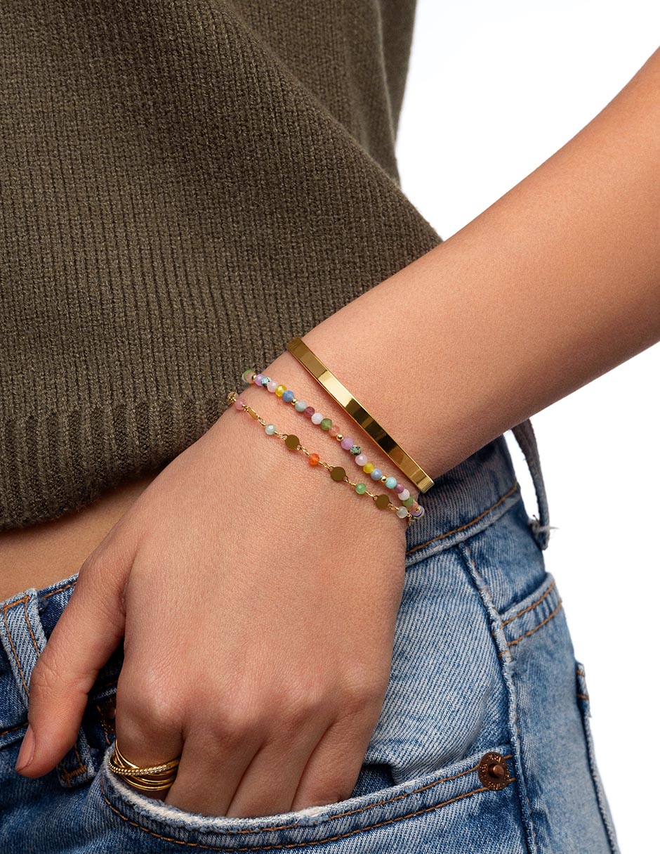 Pulsera 18 k Plate con acabado baño de oro 5