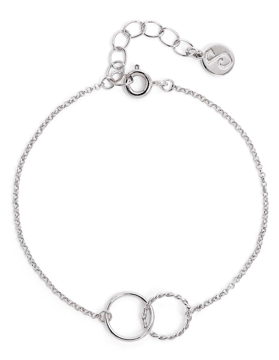 Pulsera Dos Aros con acabado baño rodio Pulsera Dos Aros con acabado baño rodio