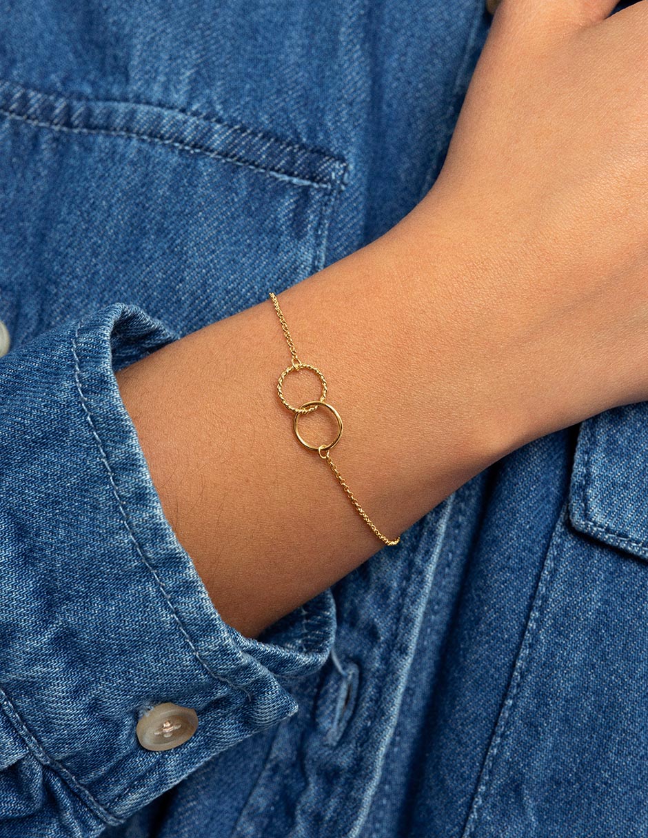 Pulsera baño de oro 18 k Dos Aros 3