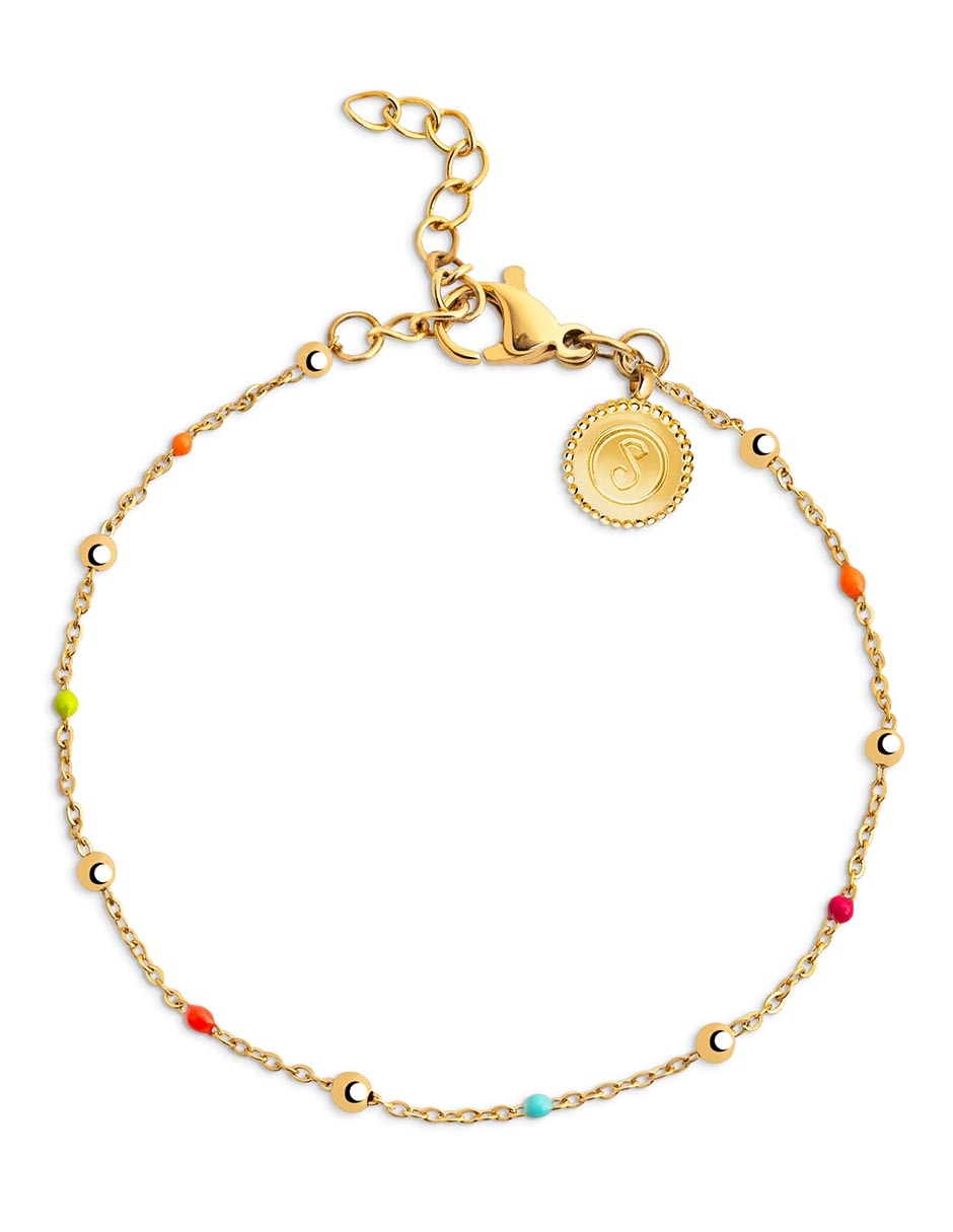 Pulsera 18 k Dots Colors Enamel con acabado baño de oro