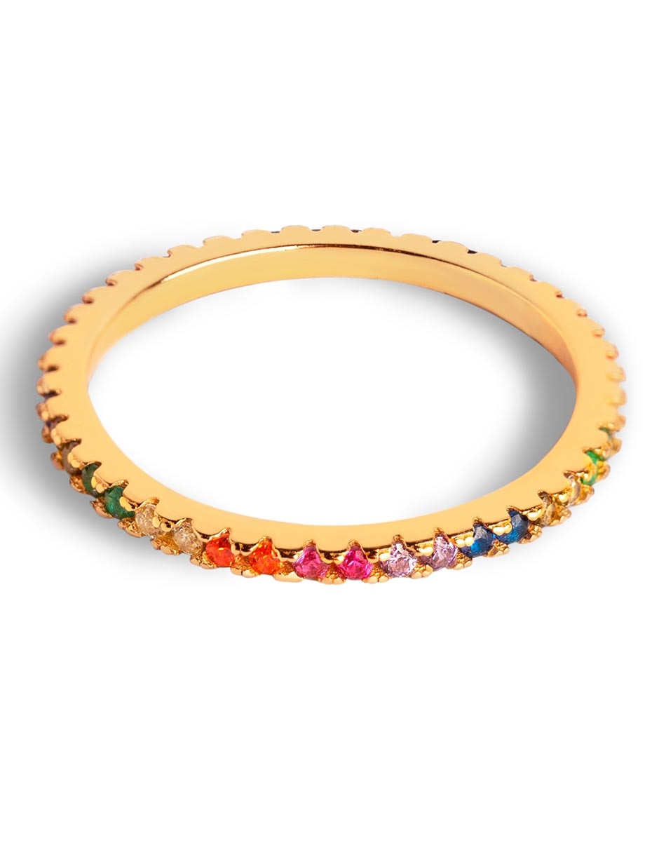 Anillo Cleo Colors de plata 18 k circonita con acabado baño de oro