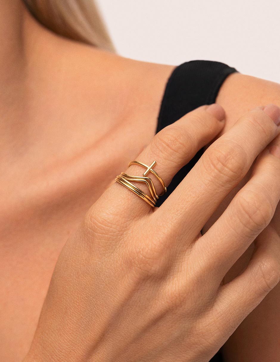 Set anillo con acabado baño de oro 18 k 3