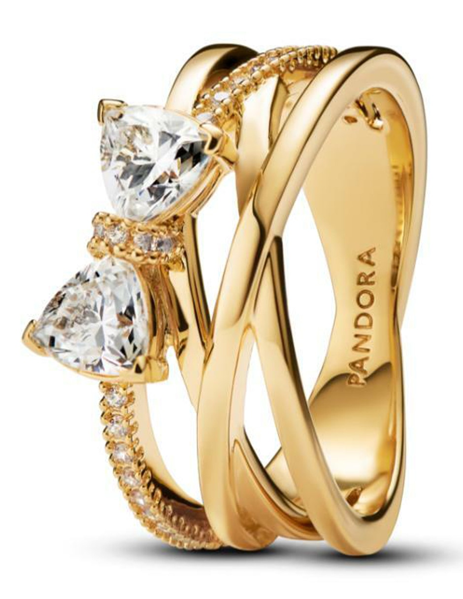 Anillo Timeless de plata zirconia cúbica con acabado baño de oro 2