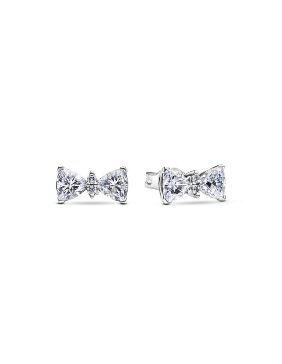 Aretes de moño Timeless de plata P 925 con acabado brillante zirconia cúbica