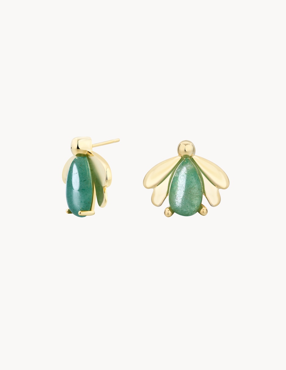 Broqueles de luciérnaga Firefly baño de oro 18 k jade Broqueles de luciérnaga Firefly baño de oro 18 k jade