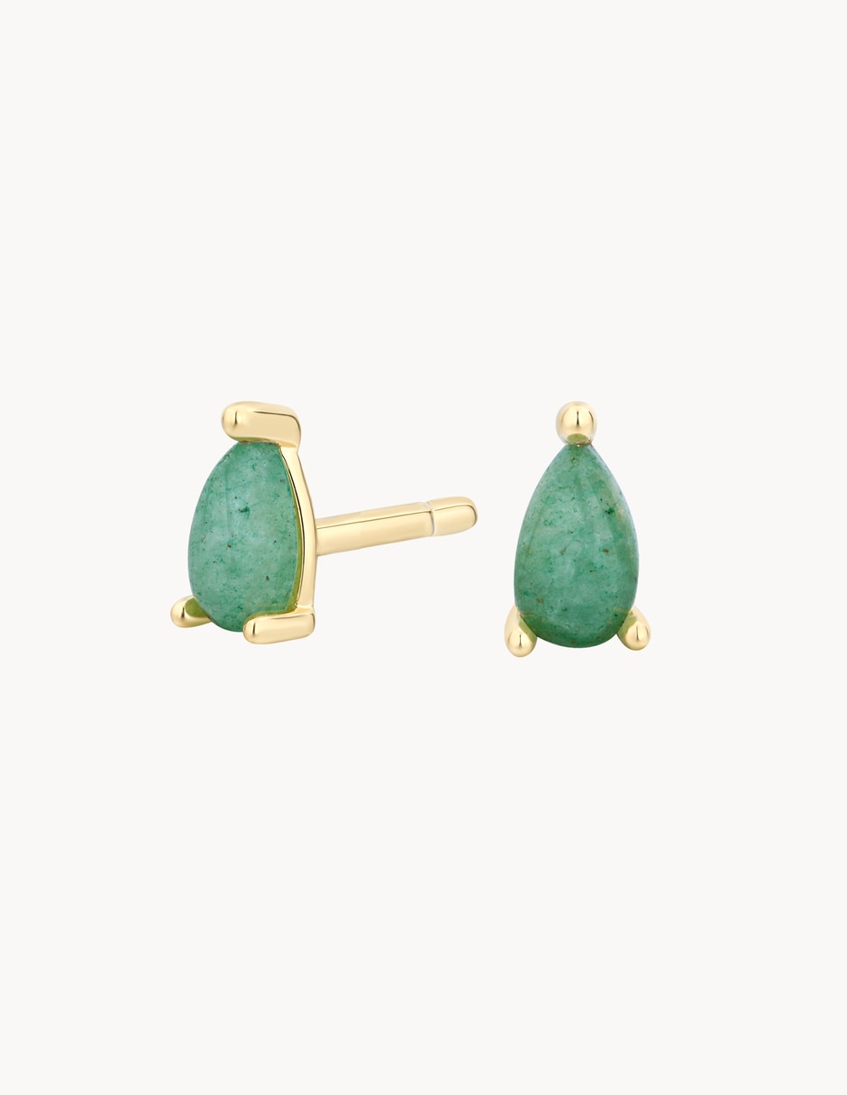 Broqueles de gota Firefly baño de oro 18k jade Broqueles de gota Firefly baño de oro 18k jade