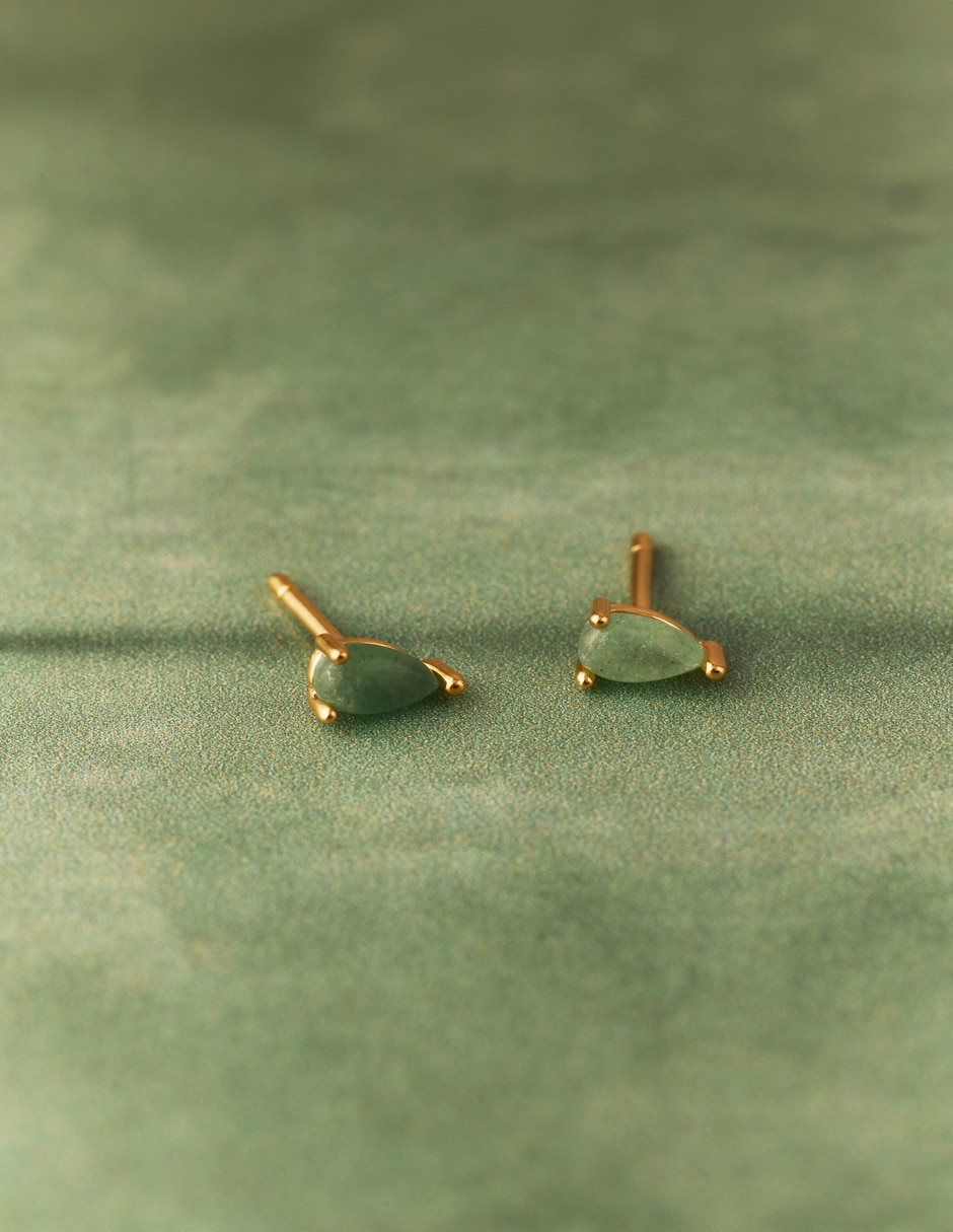 Broqueles de gota Firefly baño de oro 18k jade 2