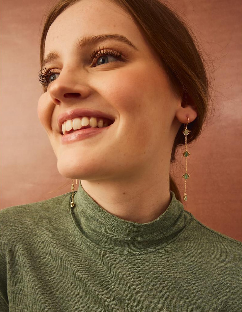 Aretes largos de luciérnaga Firefly baño de oro 18 k jade 3