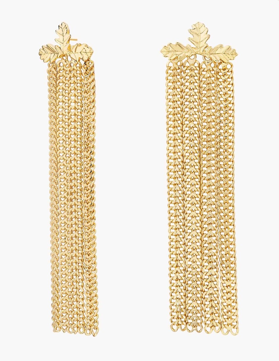 Aretes largos Into the Woods baño de oro 18 k