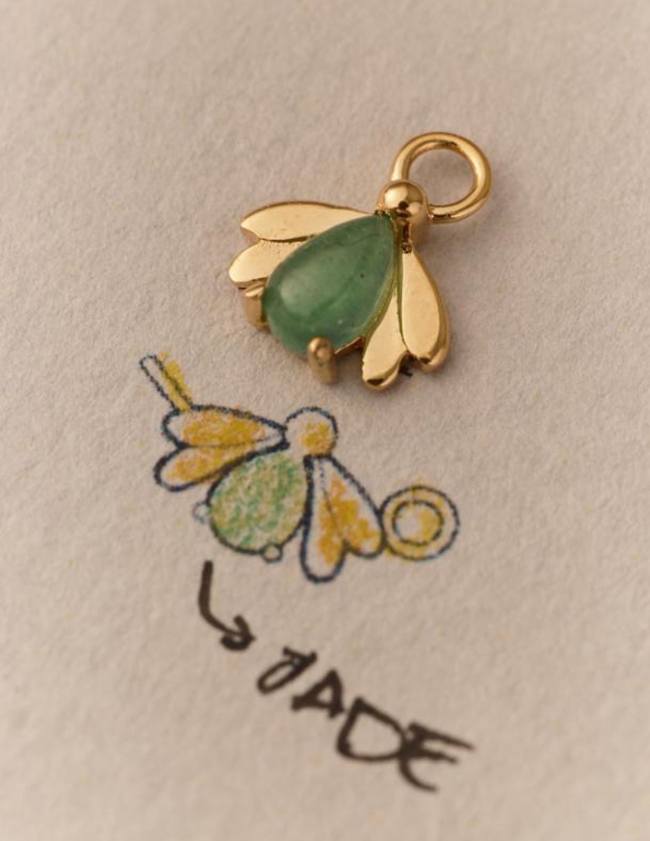 Charm ovalada fir fantasia 18 K 2
