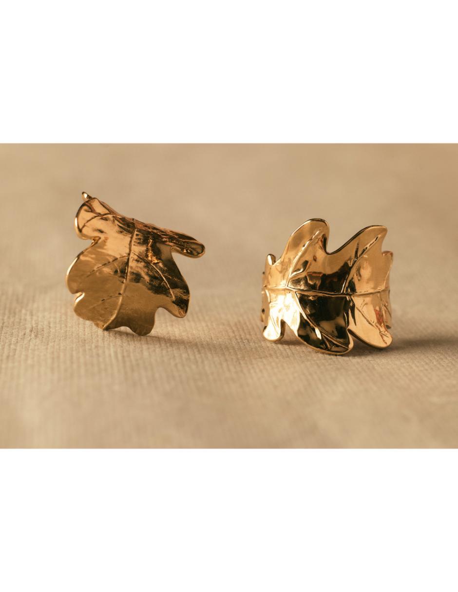 Arracadas de hoja Into the Woods baño de oro 18 k 2