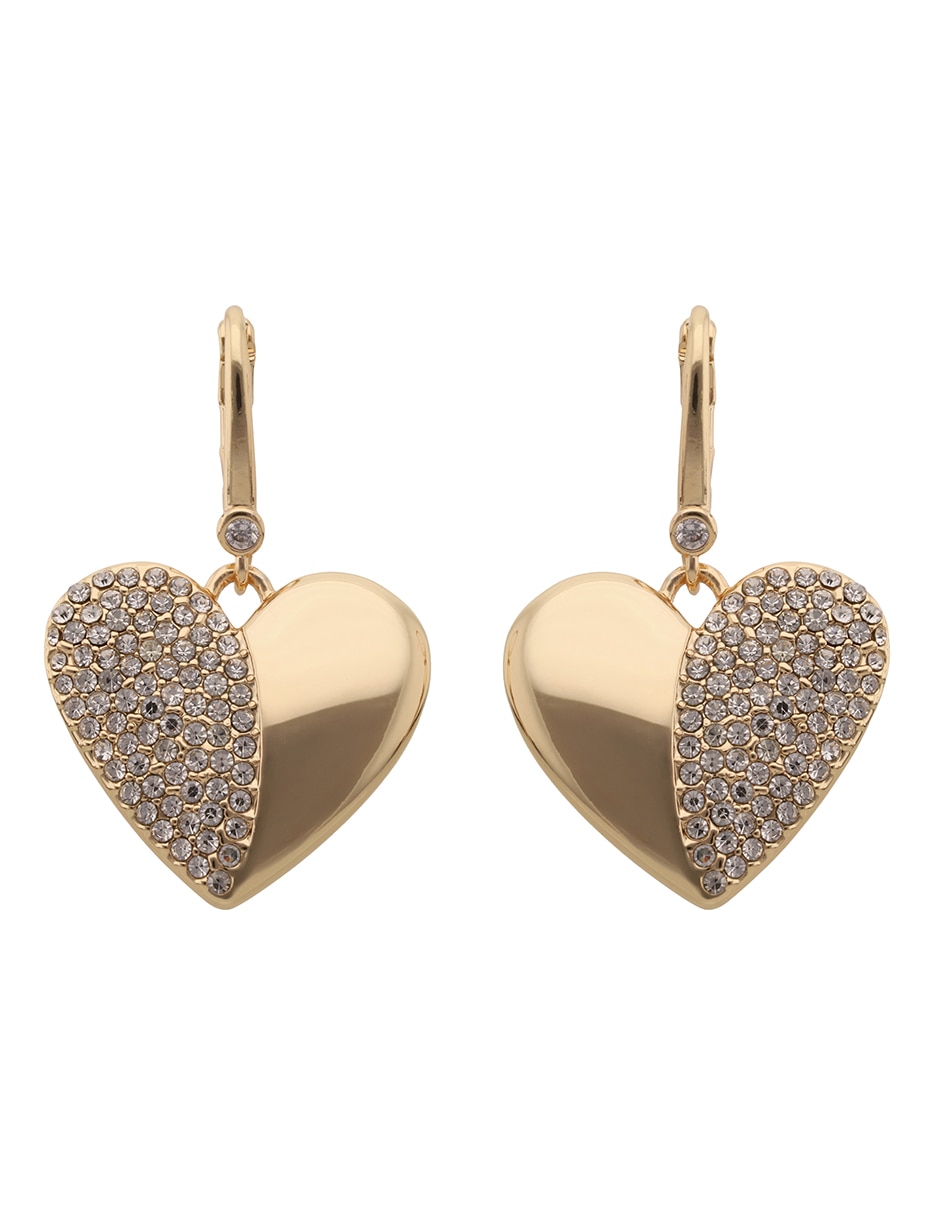 Aretes de corazón con acabado pavé cristal 1