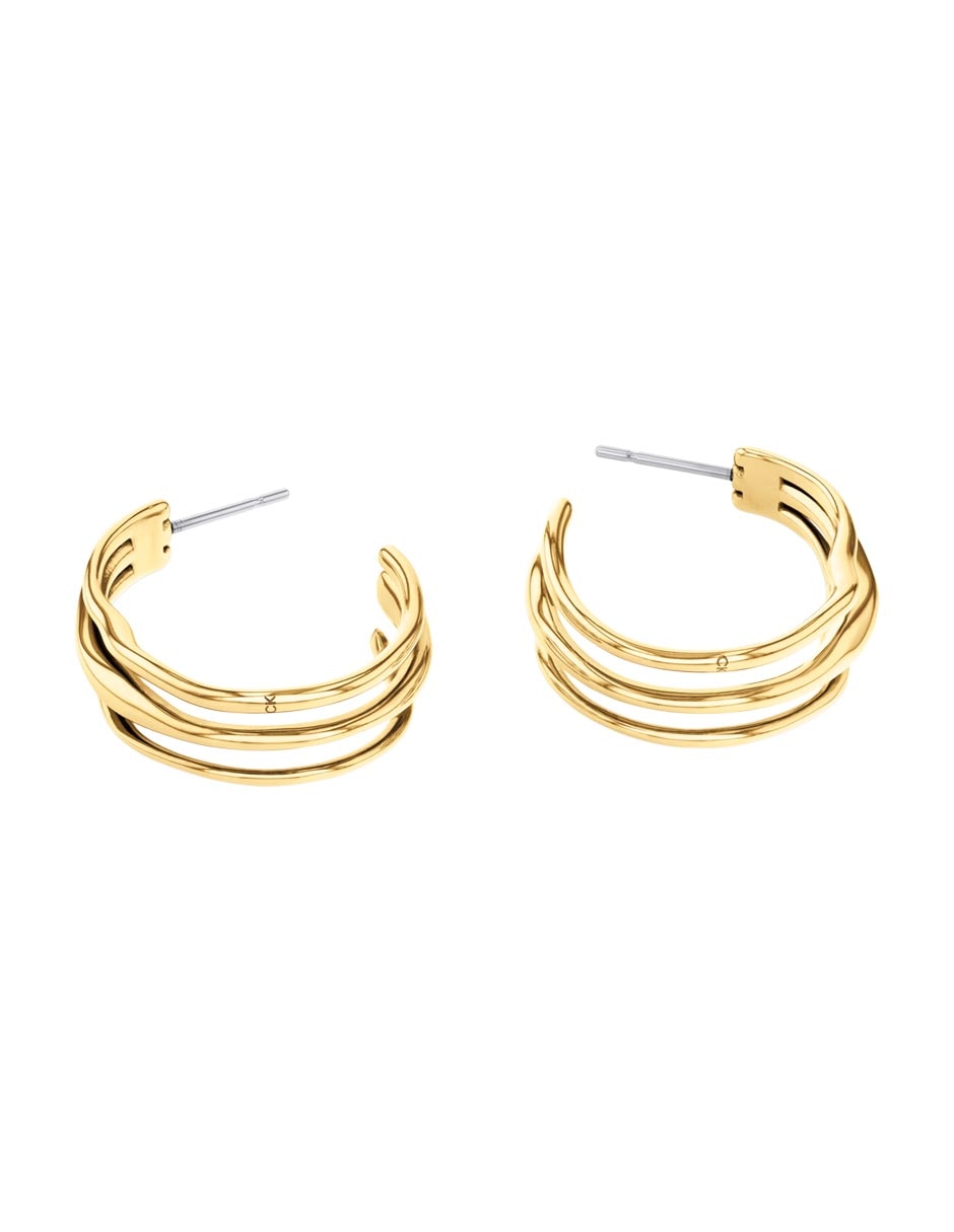 Aretes de aro circulares Wavy con acabado brillante 2