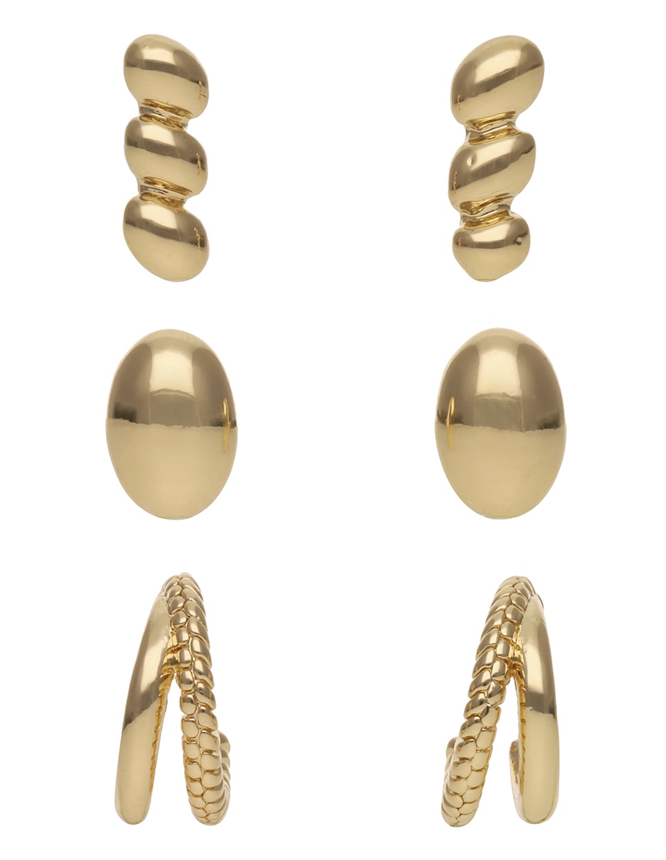 Set de aretes Golden Egg con acabado brillante
