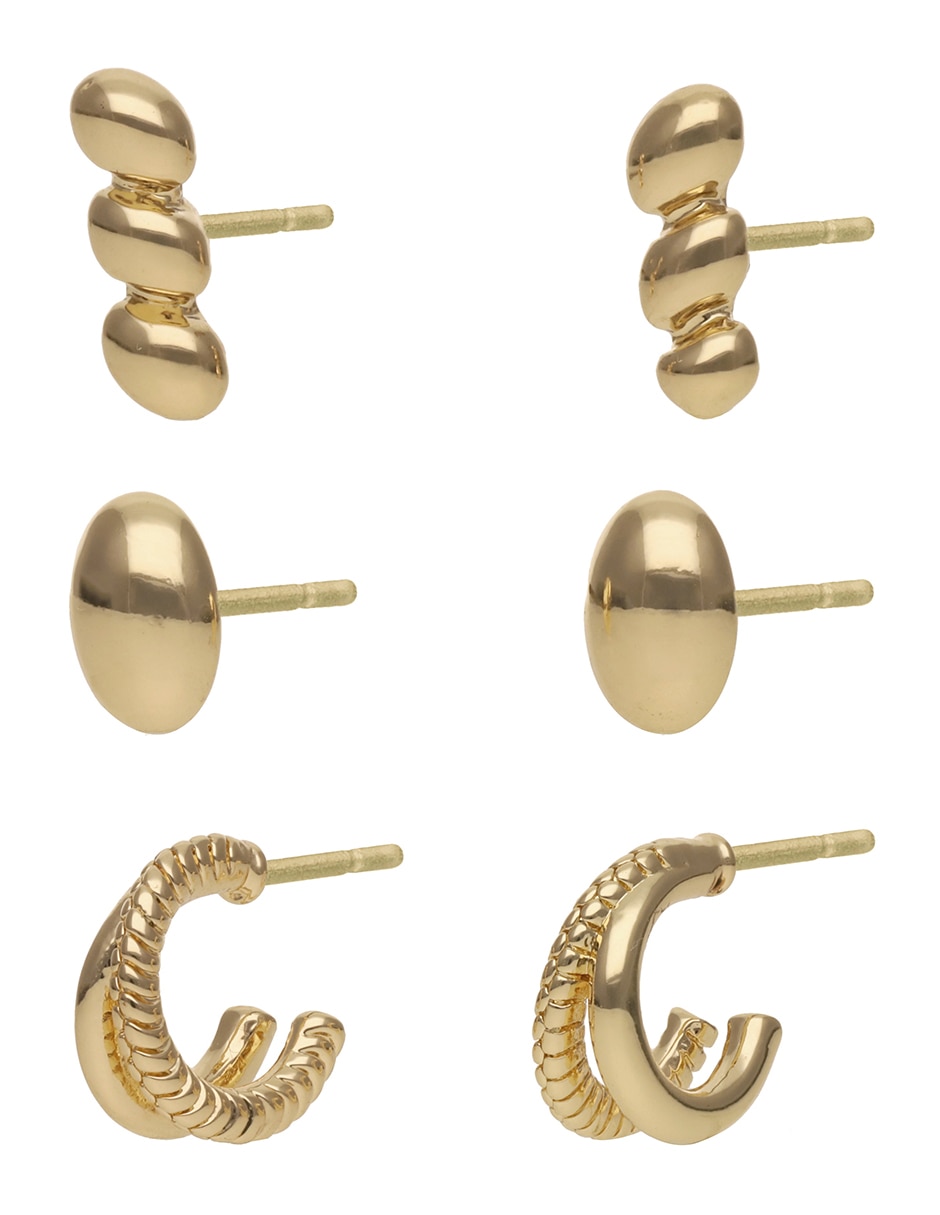 Set de aretes Golden Egg con acabado brillante 2