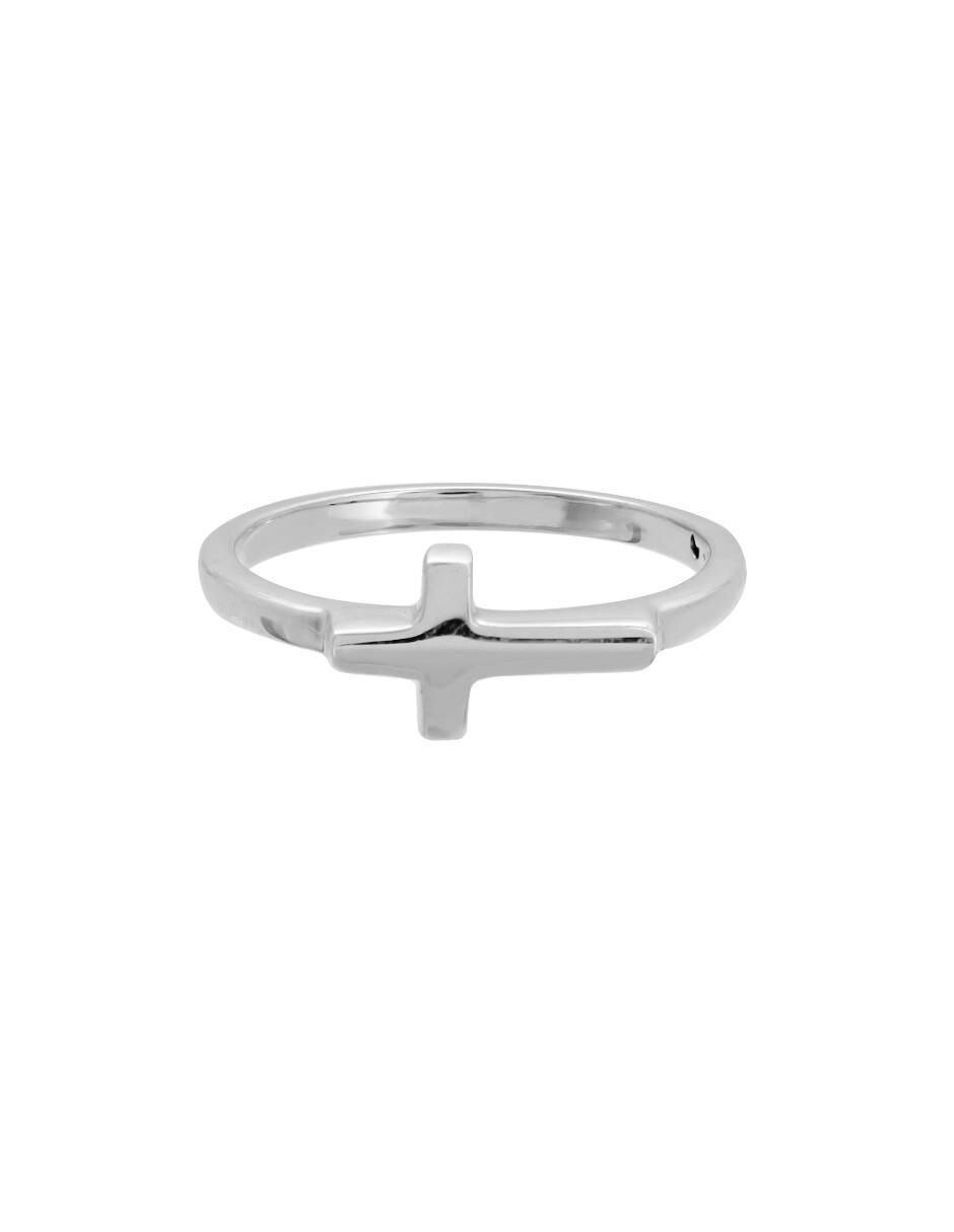Anillo de cruz de plata brillante 1
