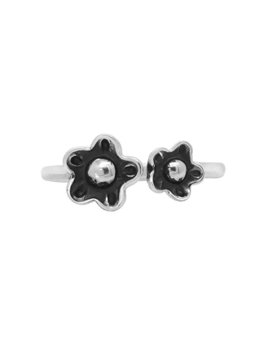 Anillo de flor P 925 de plata brillante