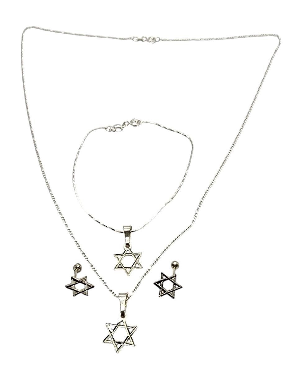 Aretes, collar y pulsera de estrella de plata P925 2