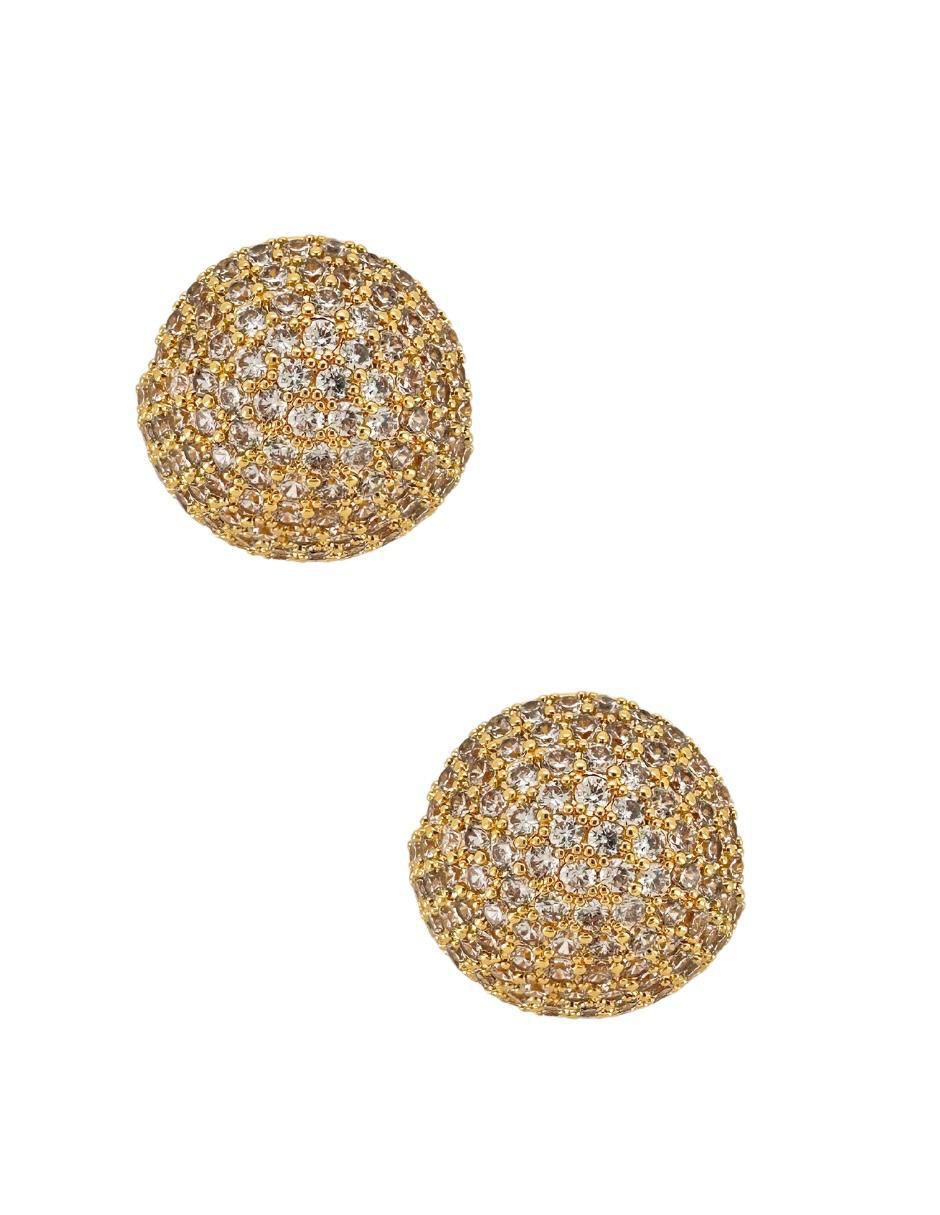 Aretes redondos Bola con acabado chapa de oro circonita 4