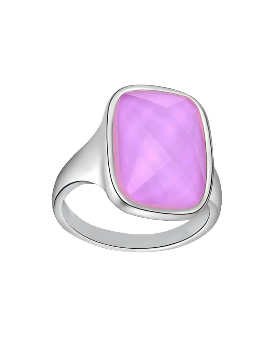 Anillo con gema cuadrado Elegance cristal con acabado baño de oro blanco Anillo con gema cuadrado Elegance cristal con acabado baño de oro blanco